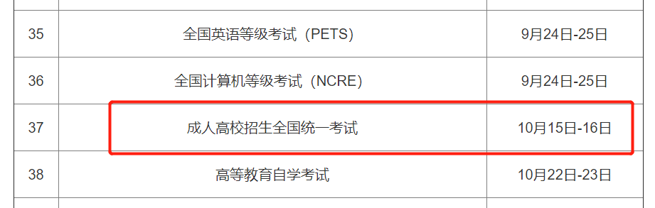 2022年重庆开州区成人高考考试时间