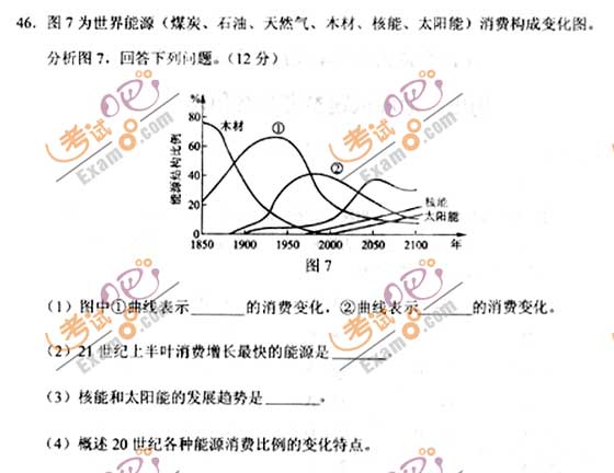 2010成人高考高起点历史地理试题及答案